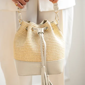 MINI LIVY RAFIA BLANC CASSE